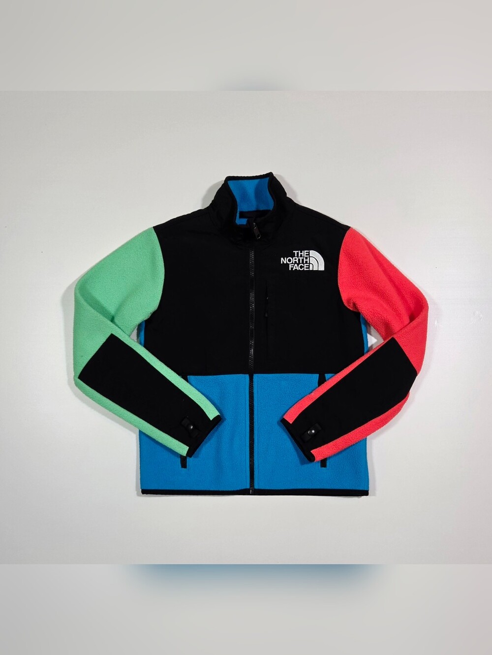 The North Face Kids Green Denali Colorblock Full-Zip Fleece Jacket Sz M 10